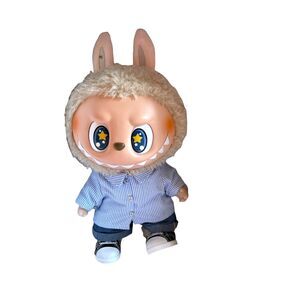 Labubu Large POP MART The Monsters Plush Doll w/ Outfit Glasses Card Partial Box